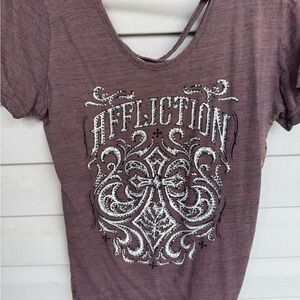 Affliction Women's Mauve Graphic Tee